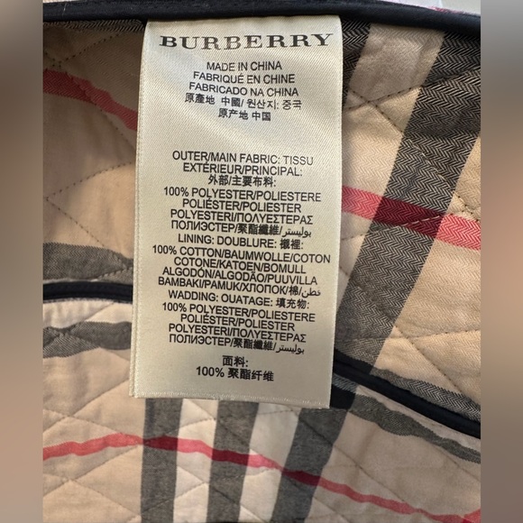 Burberry Brit Women’s Navy Quilted Utility Jacket Check Lining Zip Front Size M - Picture 4 of 6